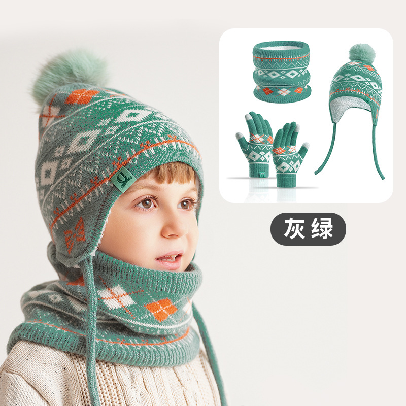Knit Beanie Hat Warm - Set 3-in-1 per Bambini: Cappello Invernale